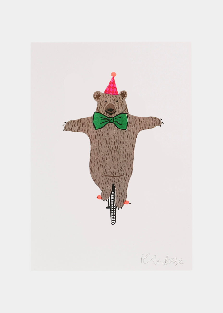PETRA BOASE CIRCUS BEAR RISOGRAPGH PRINT CARD