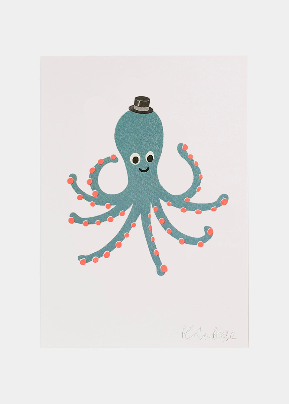 PETRA BOASE TEAL OCTOPUS RISOGRAPGH PRINT CARD