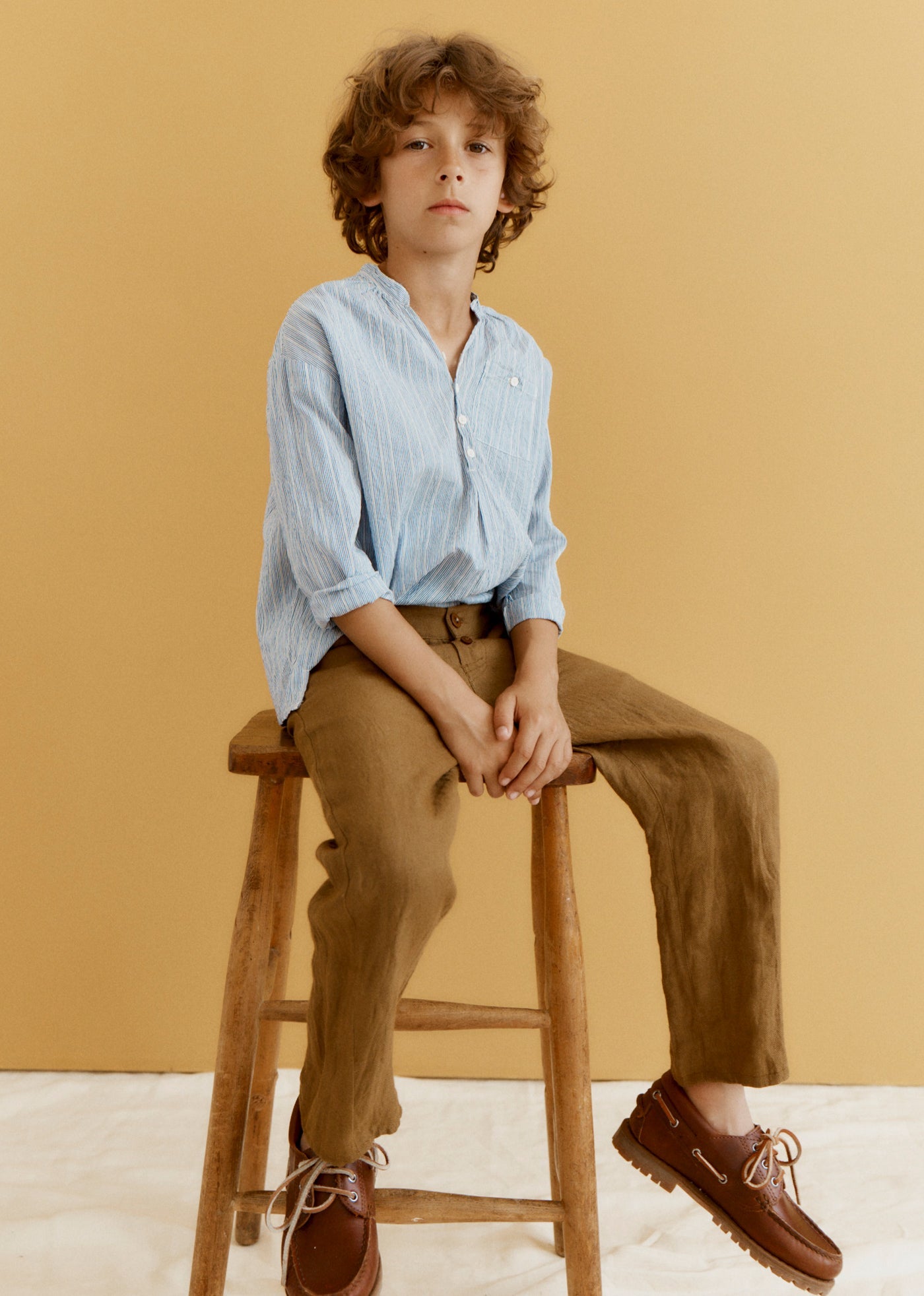 SS26 Child Look 10 Adonis Blue Shirt & Sullivan Trousers