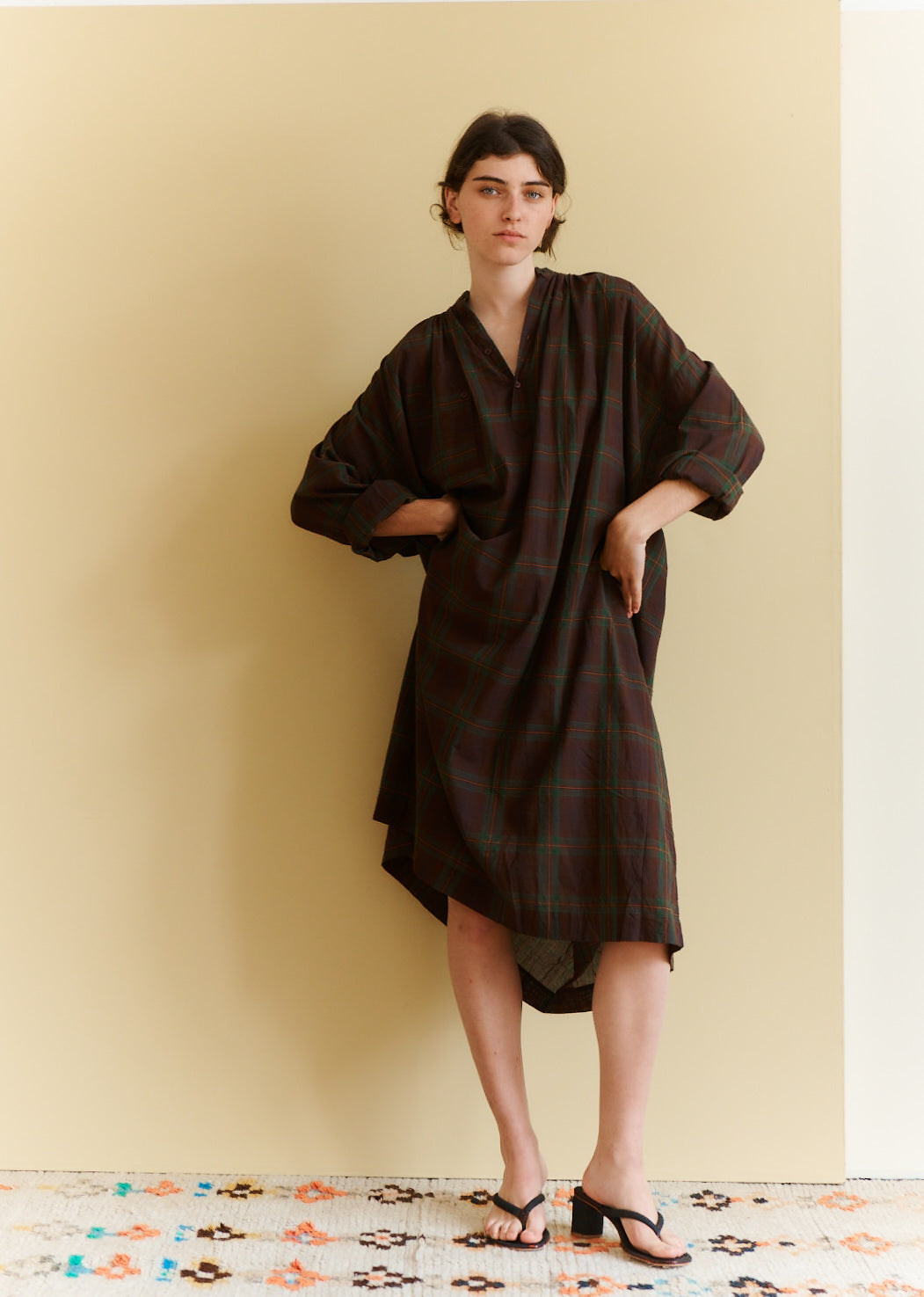 YEW WOMEN'S DRESS - BROWN/GREEN/TARTAN