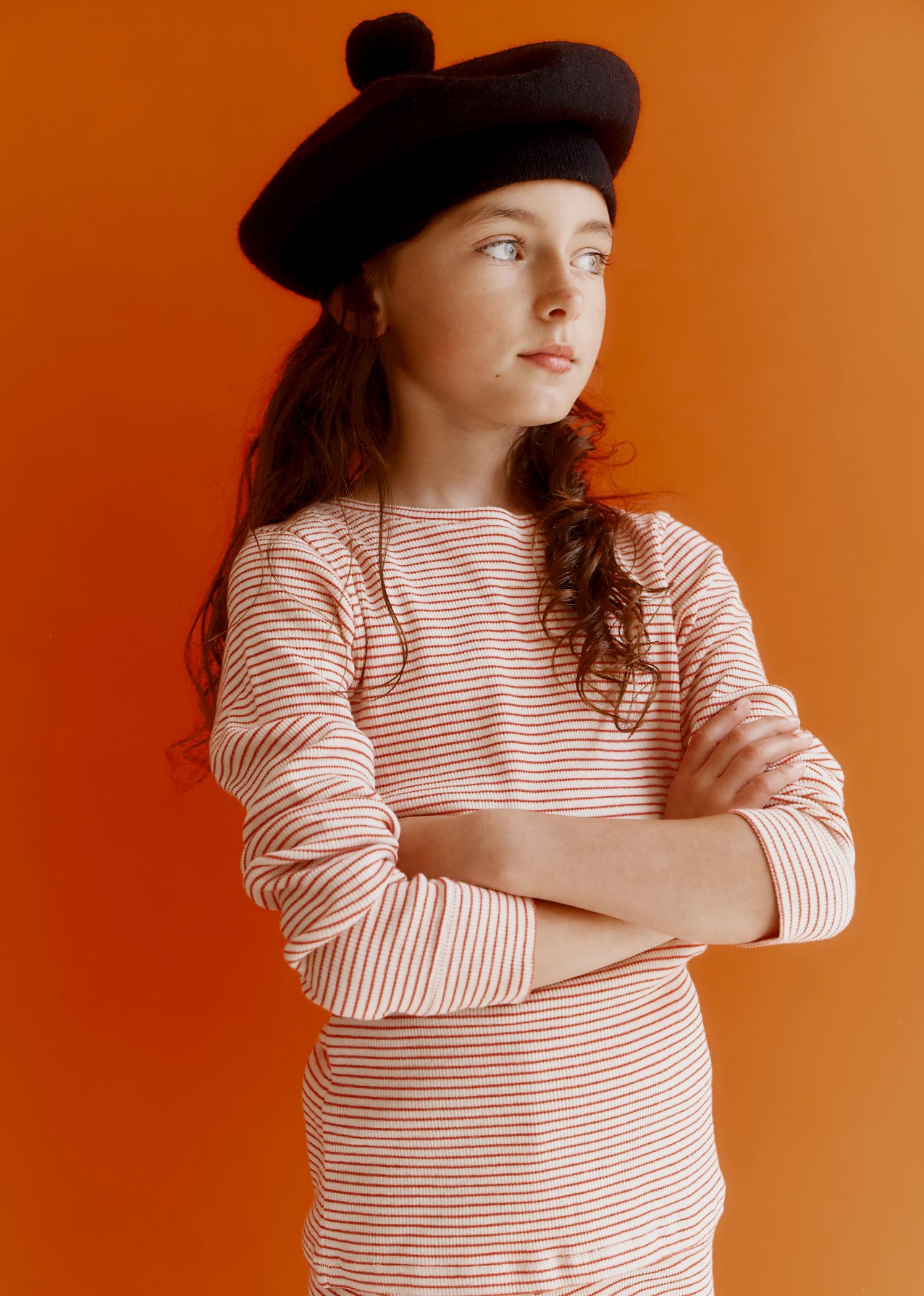 KISHON CHILDREN'S COTTON T-SHIRT - REDCURRANT / CREAM