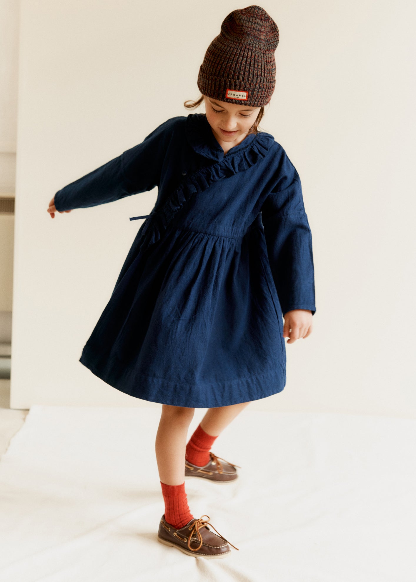 Caramel Luxury Kai Girl'S Cotton Dress - Navy / Blue Caramel Luxury Kai Girl'S Cotton Dress - Navy / Blue