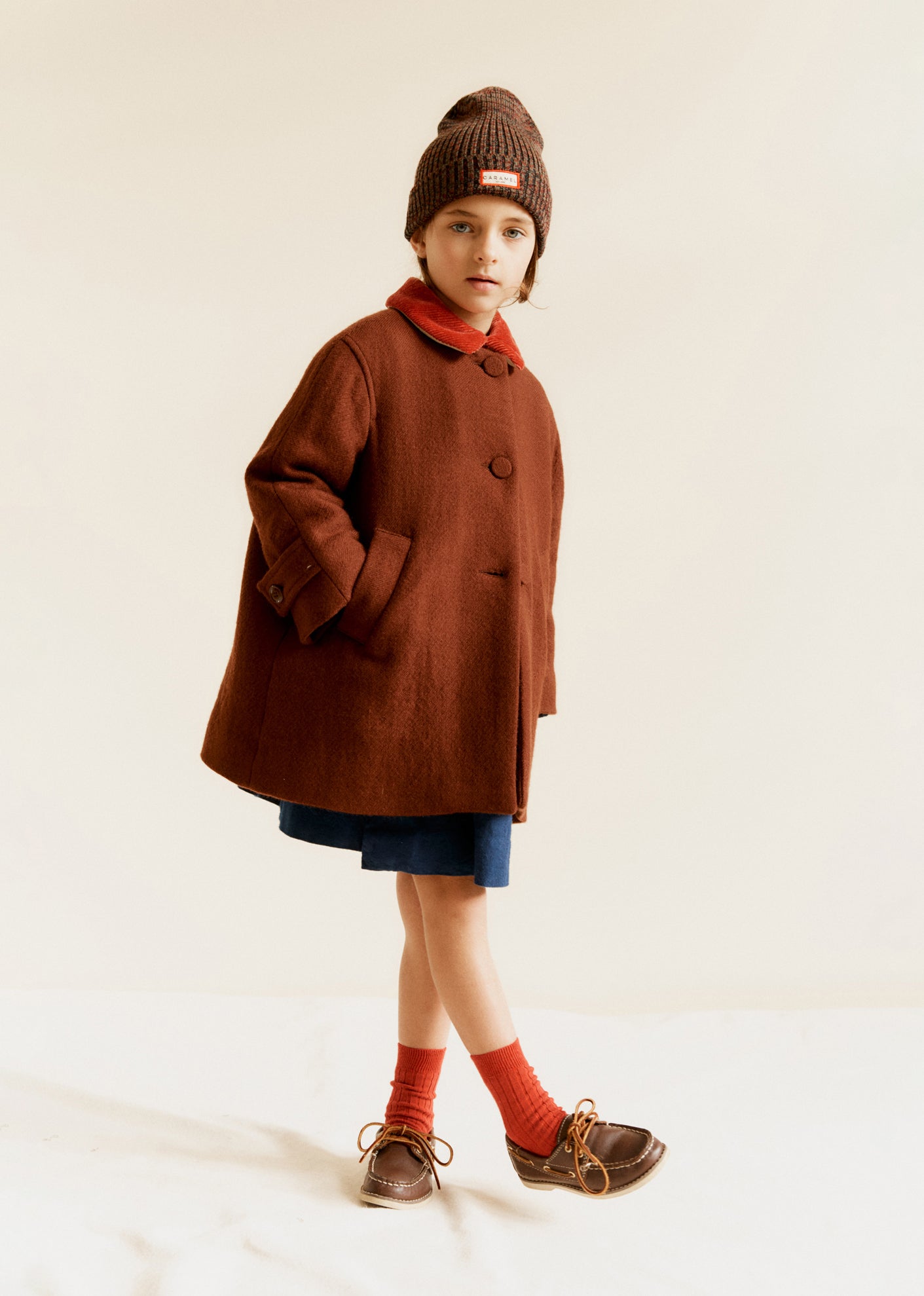 EVEREST CHILDREN'S WOOL COAT - BERRY BROWN
