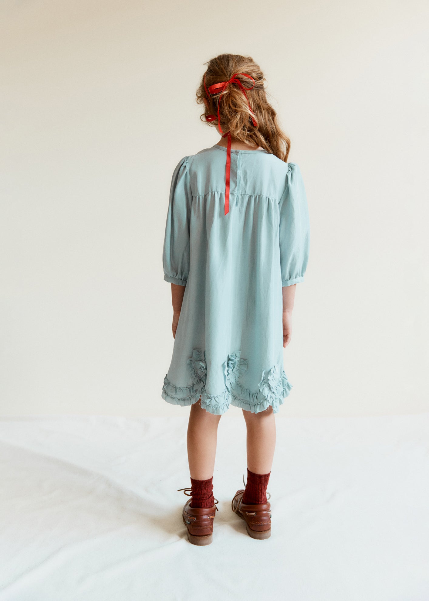 MARTA GIRL'S SILK DRESS - MIST BLUE