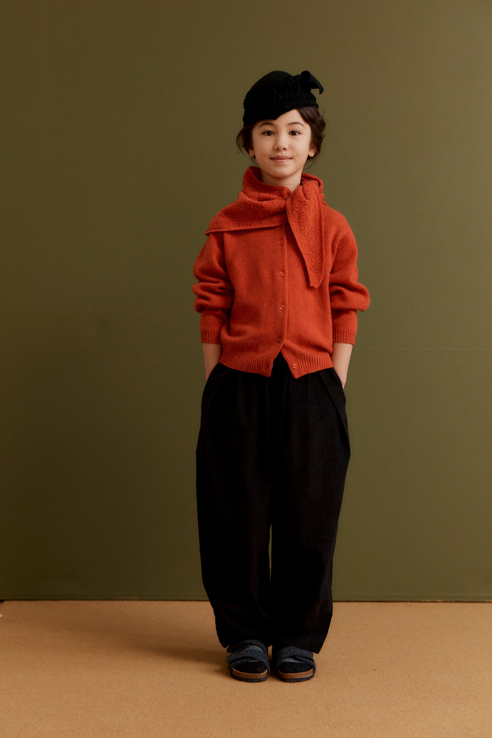 LOTTE CHILDREN'S WOOL POINTELLE SCARF - MARIGOLD