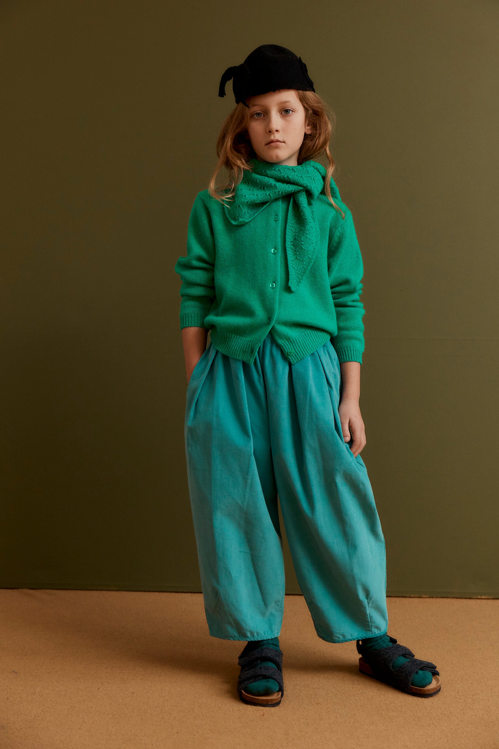 BOBBY CHILDREN'S COTTON CORDUROY TROUSERS - TURQUOISE