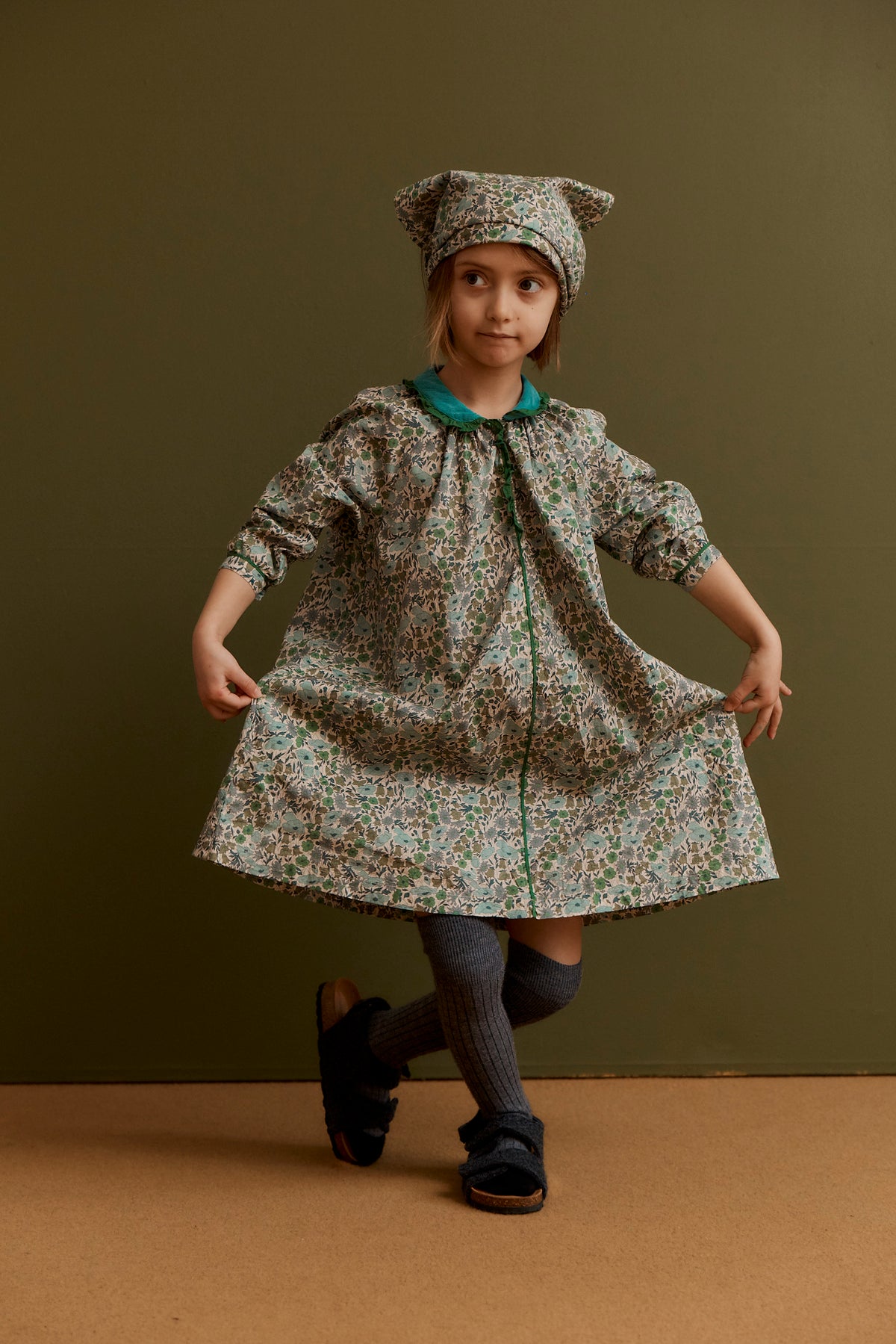 VERDITE GIRL'S COTTON DRESS - LIBERTY POPPY & DAISY