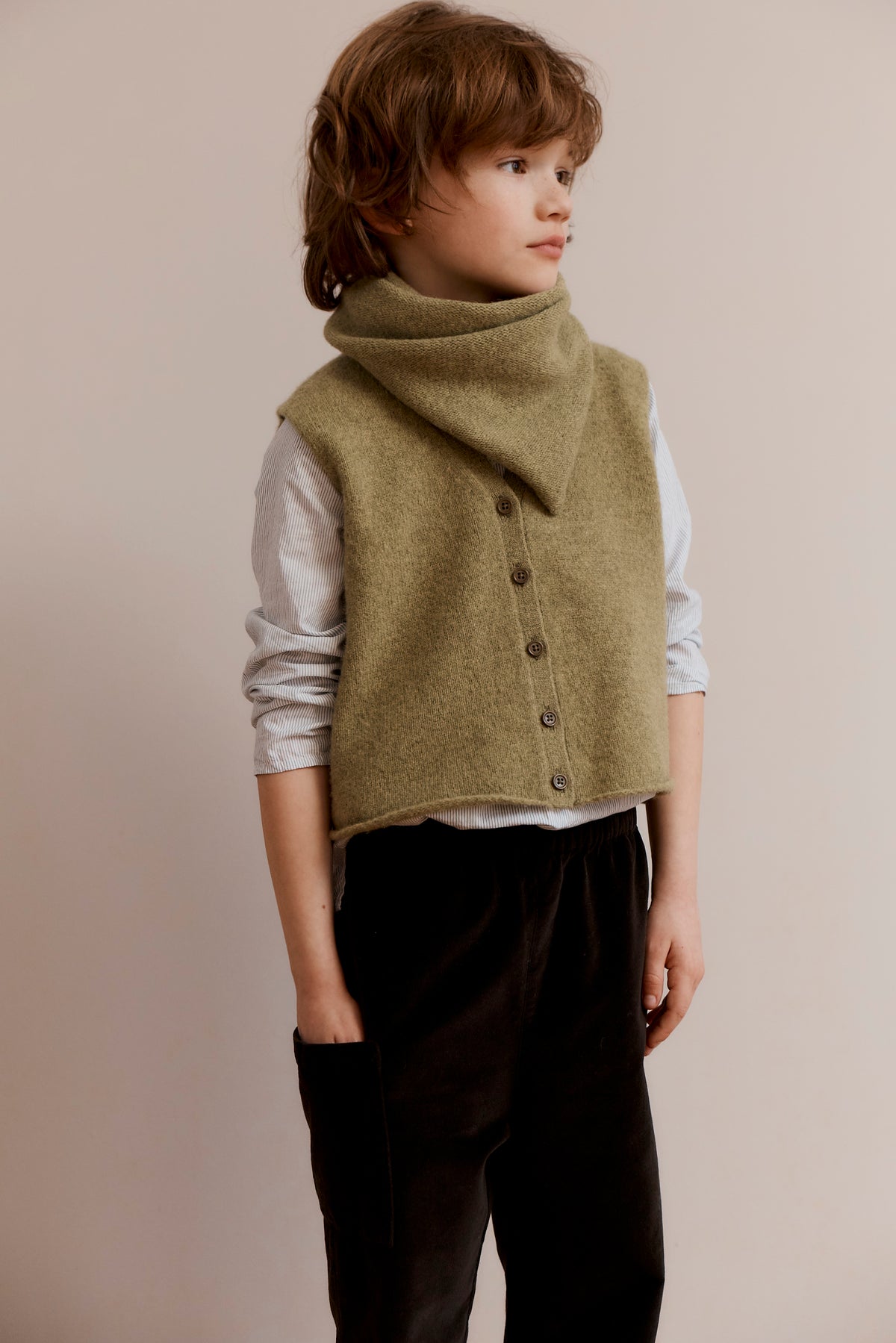 LOTTE CHILDREN'S WOOL SCARF - OLIVE