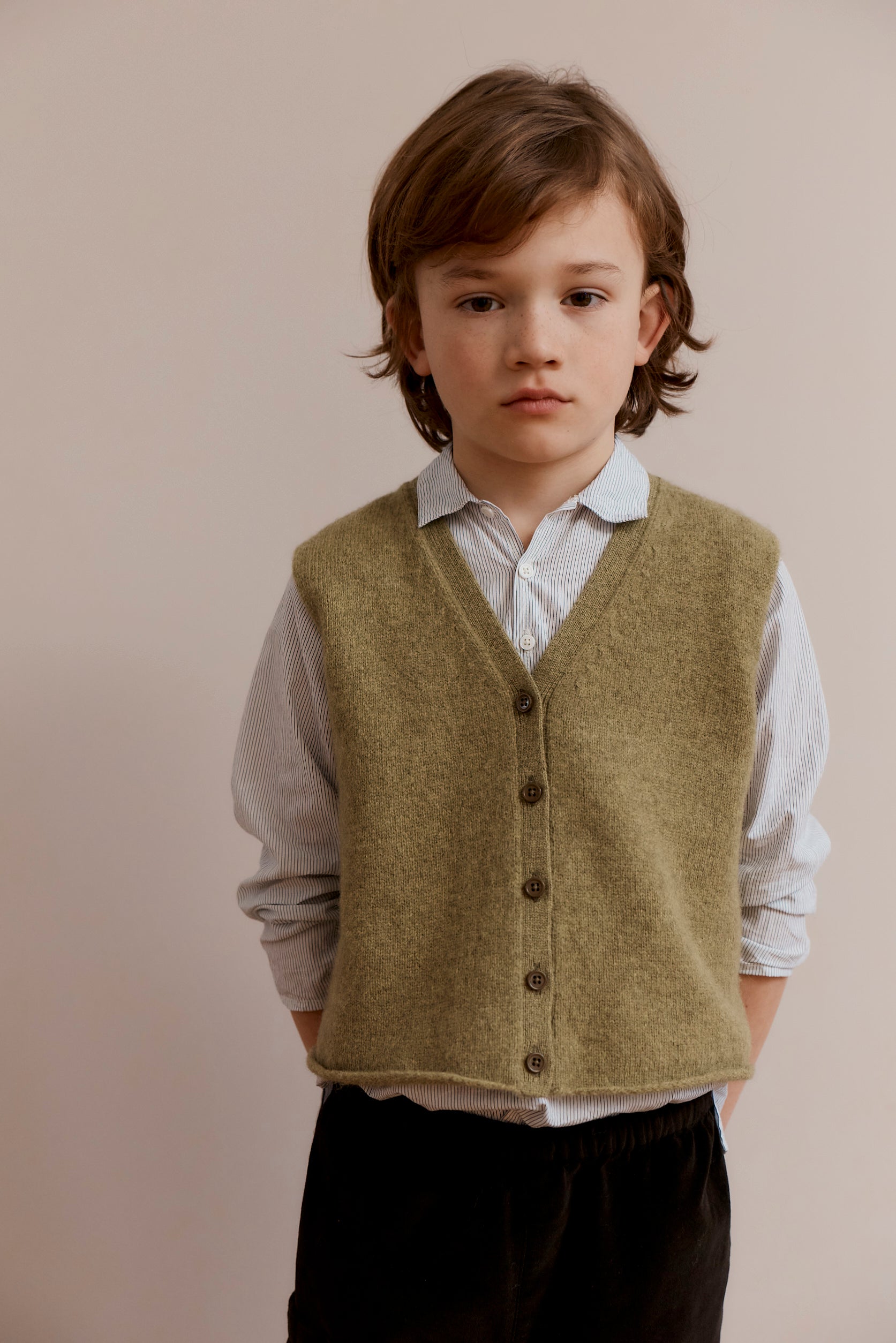 BULLSHARK CHILDREN'S COTTON SHIRT - CHARCOAL PINSTRIPE