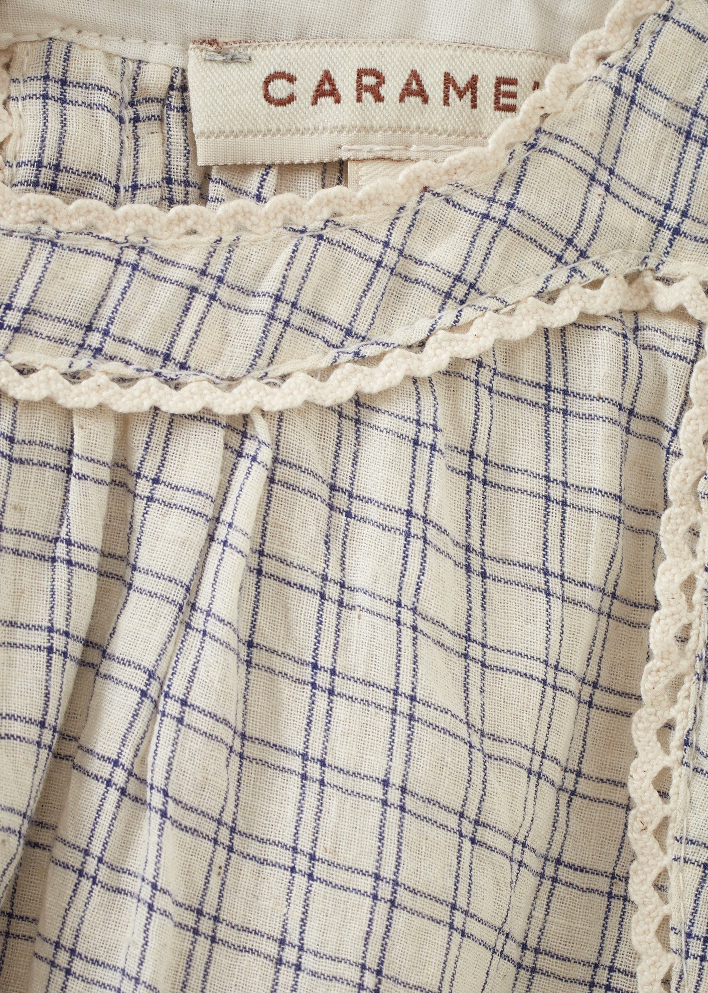 GINGER BABY COTTON DRESS - WHITE / NAVY CHECK