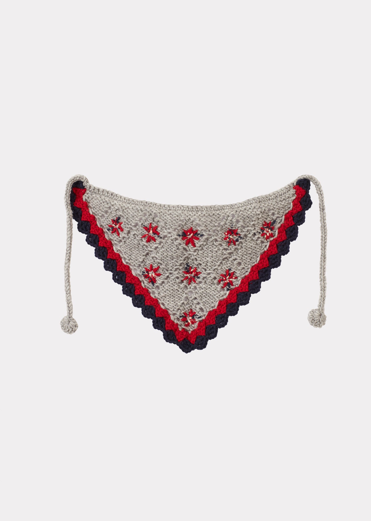 DENO EMBROIDERED HEADSCARF - GREY/RED MULTI