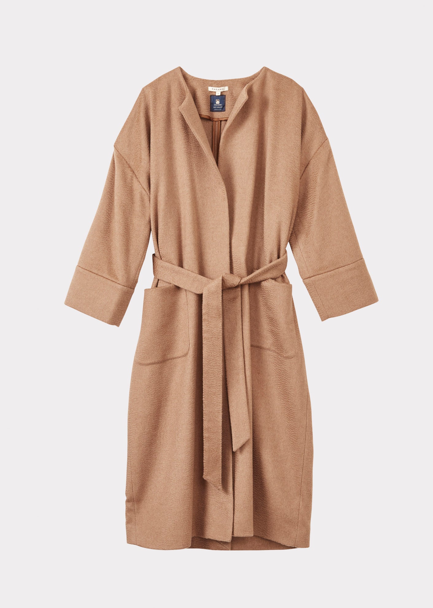 WOMEN'S BABY CAMEL HAIR BLANKET COAT - CAMEL