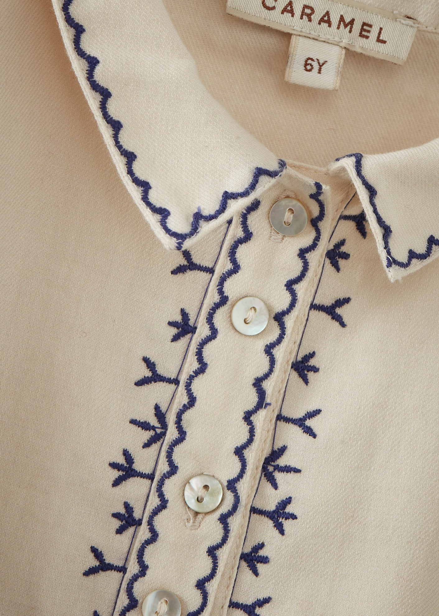 DRAGONFLY CHILDREN'S COTTON SHIRT - ECRU / BLUE