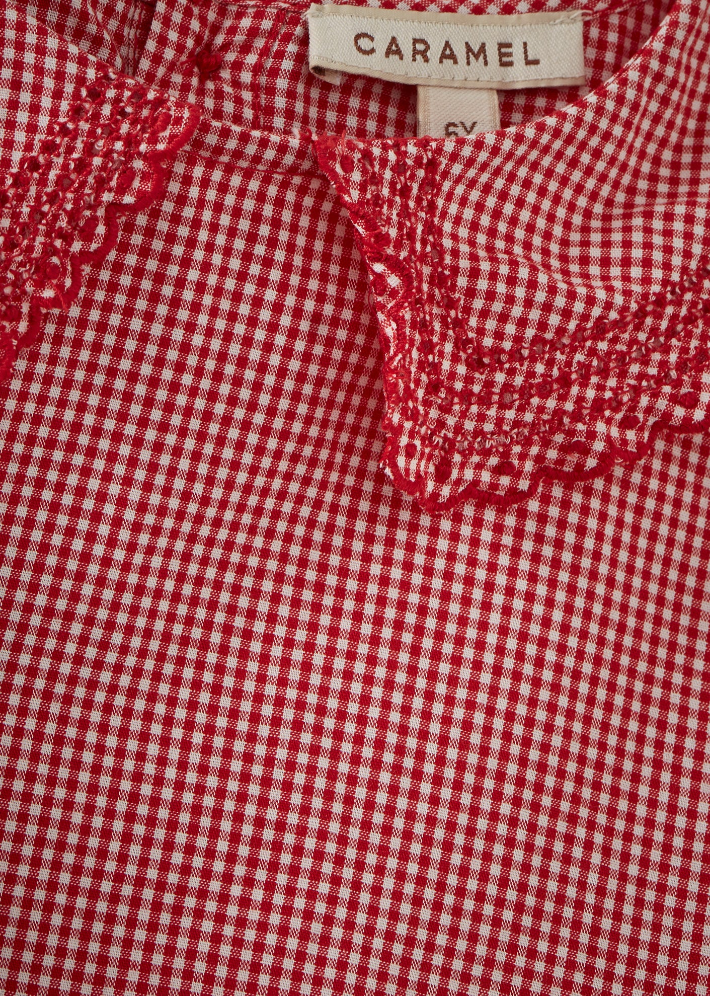 HARPER GIRL'S COTTON BLOUSE - GINGHAM RED / WHITE