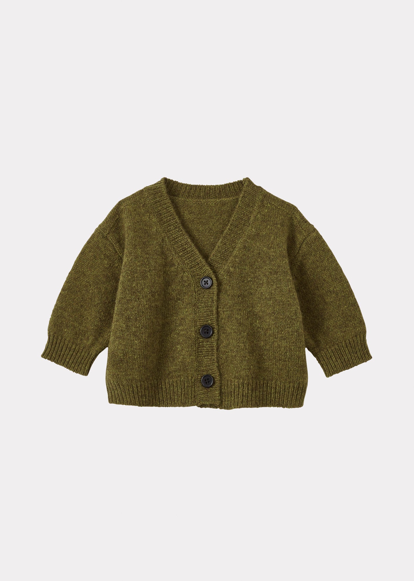 COPPER BABY WOOL MIX CARDIGAN - OLIVE