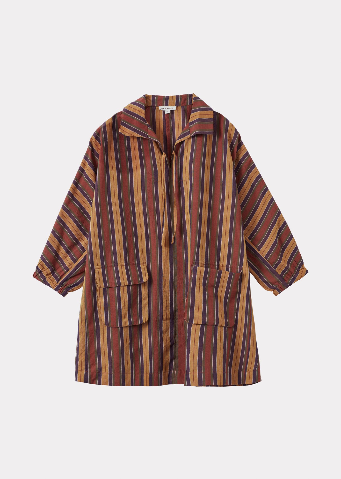TOMATO GIRL'S COTTON DRESS - BROWN MULTI-STRIPE