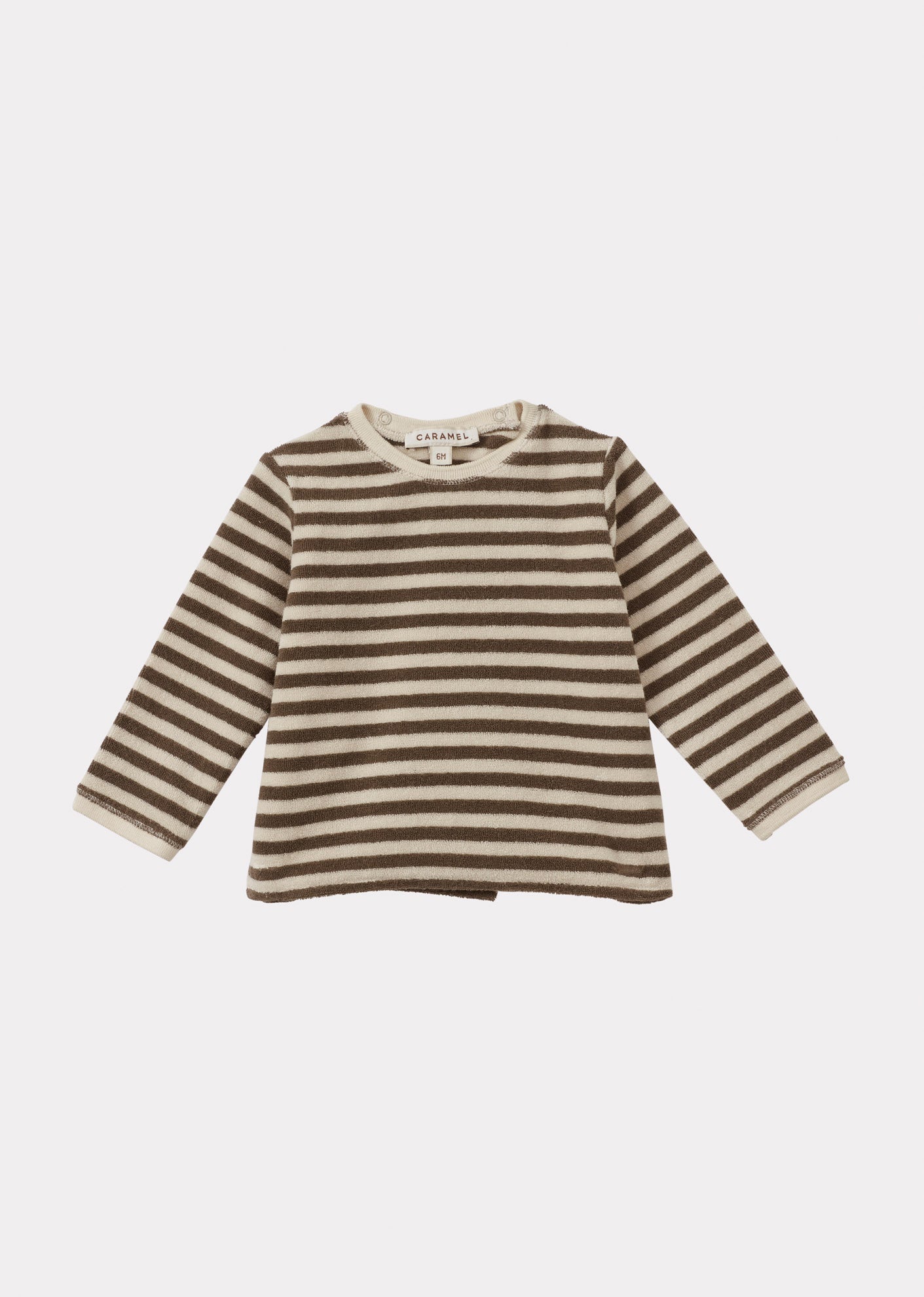 BARNES BABY T-SHIRT AND TROUSERS TOWELLING SET - KHAKI AND ECRU STRIPE