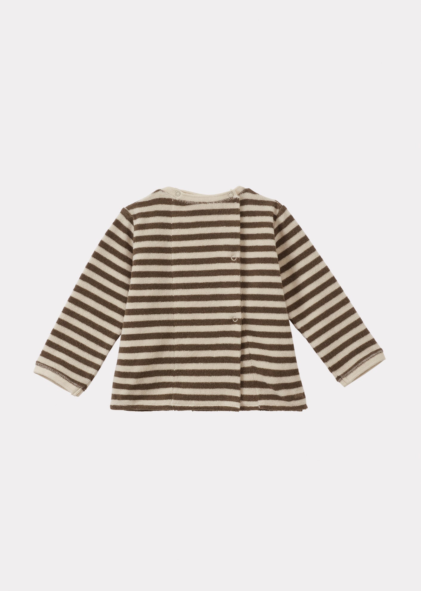 BARNES BABY T-SHIRT AND TROUSERS TOWELLING SET - KHAKI AND ECRU STRIPE