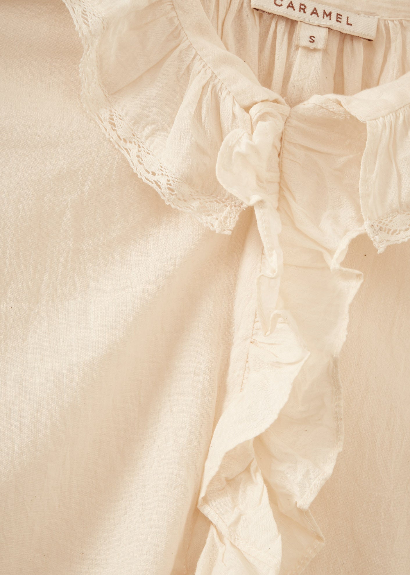 WOMEN'S FRILL COLLAR COTTON BLOUSE - WHITE VOILE