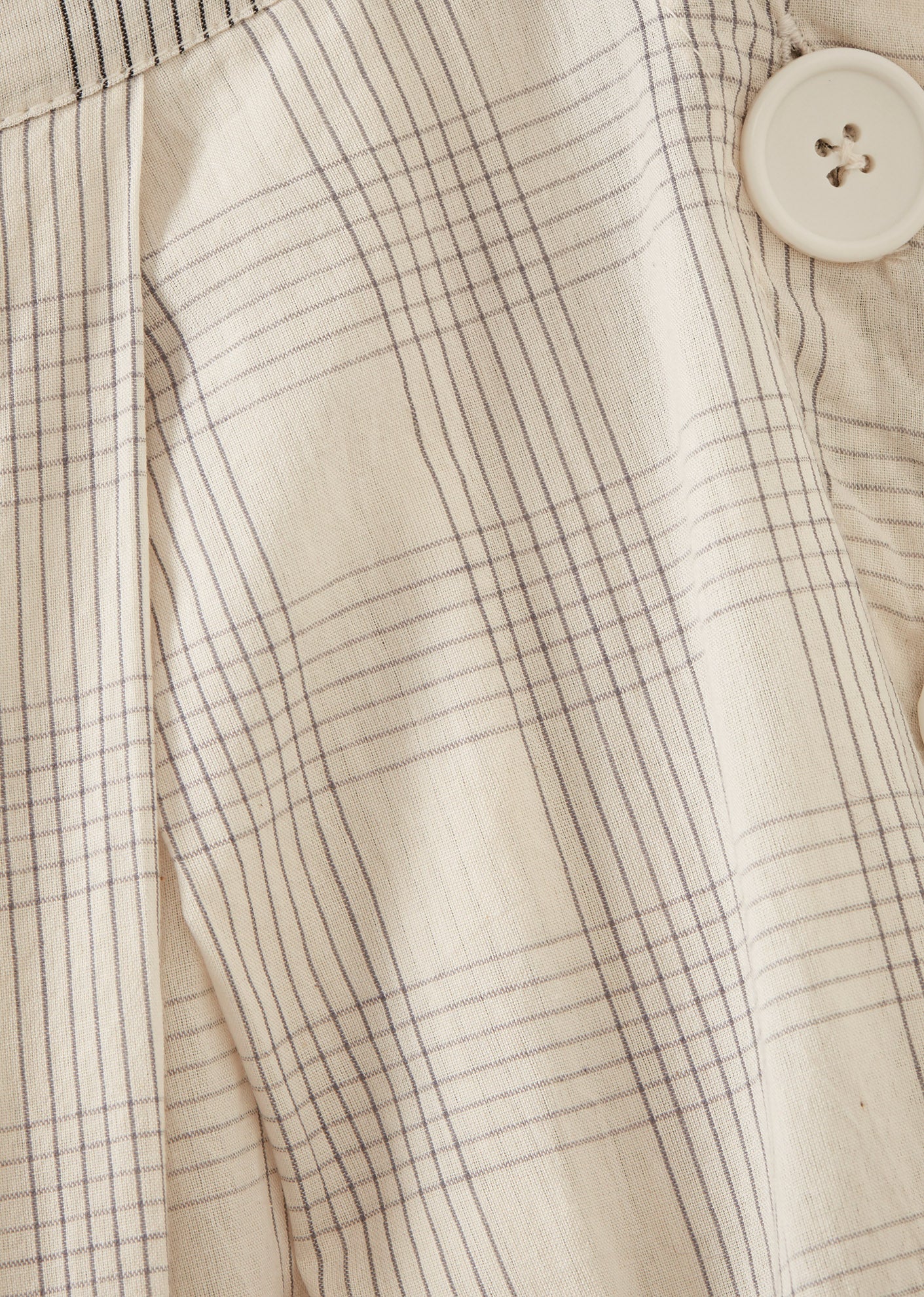 WOMEN'S PLEATED FRILL COTTON SKIRT - ECRU / GREY CHECK