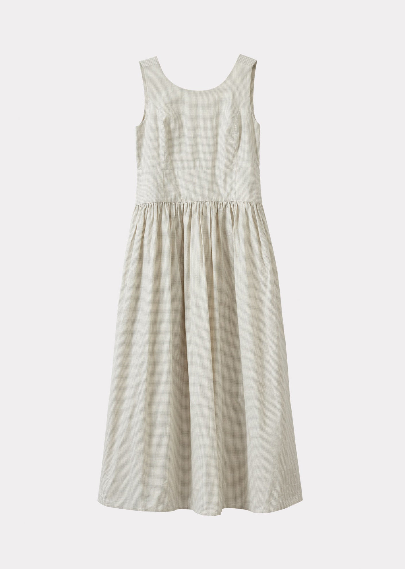 WOMEN'S PANELLED COTTON DRESS - OFF-WHITE / BLACK MICRO-CHECK