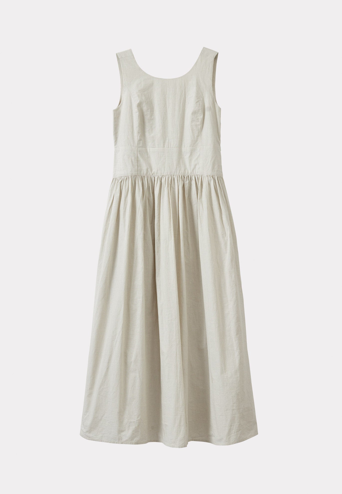 WOMEN'S PANELLED COTTON DRESS - OFF-WHITE / BLACK MICRO-CHECK