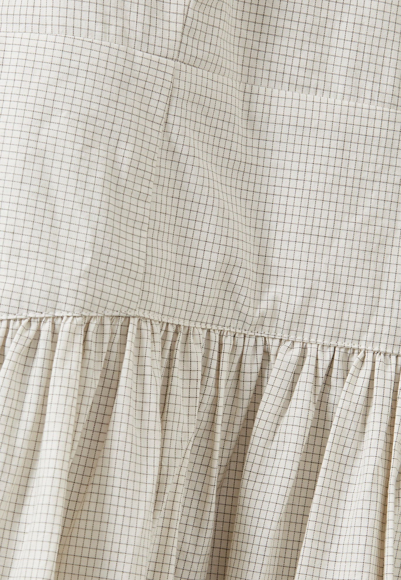WOMEN'S PANELLED COTTON DRESS - OFF-WHITE / BLACK MICRO-CHECK