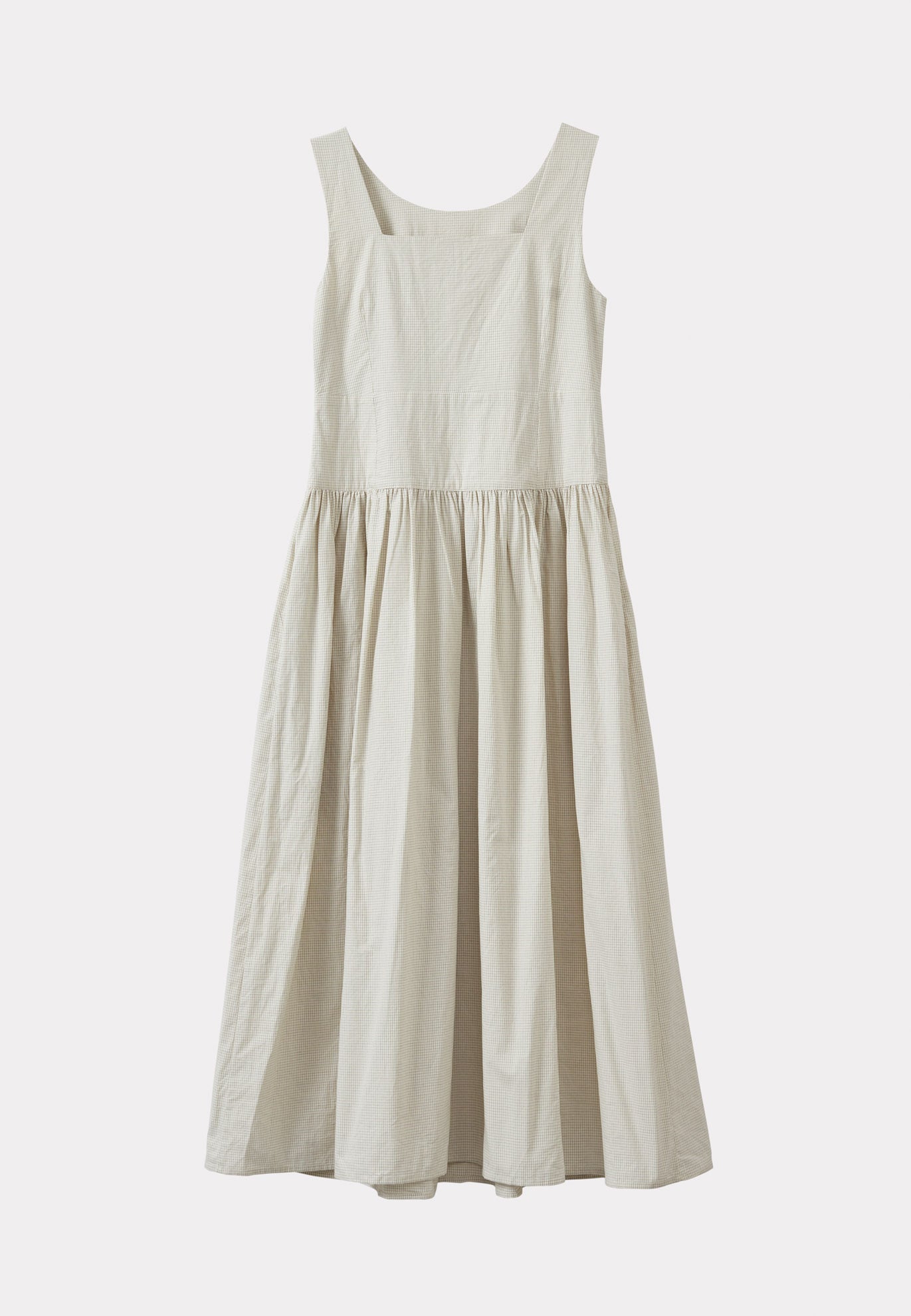 WOMEN'S PANELLED COTTON DRESS - OFF-WHITE / BLACK MICRO-CHECK
