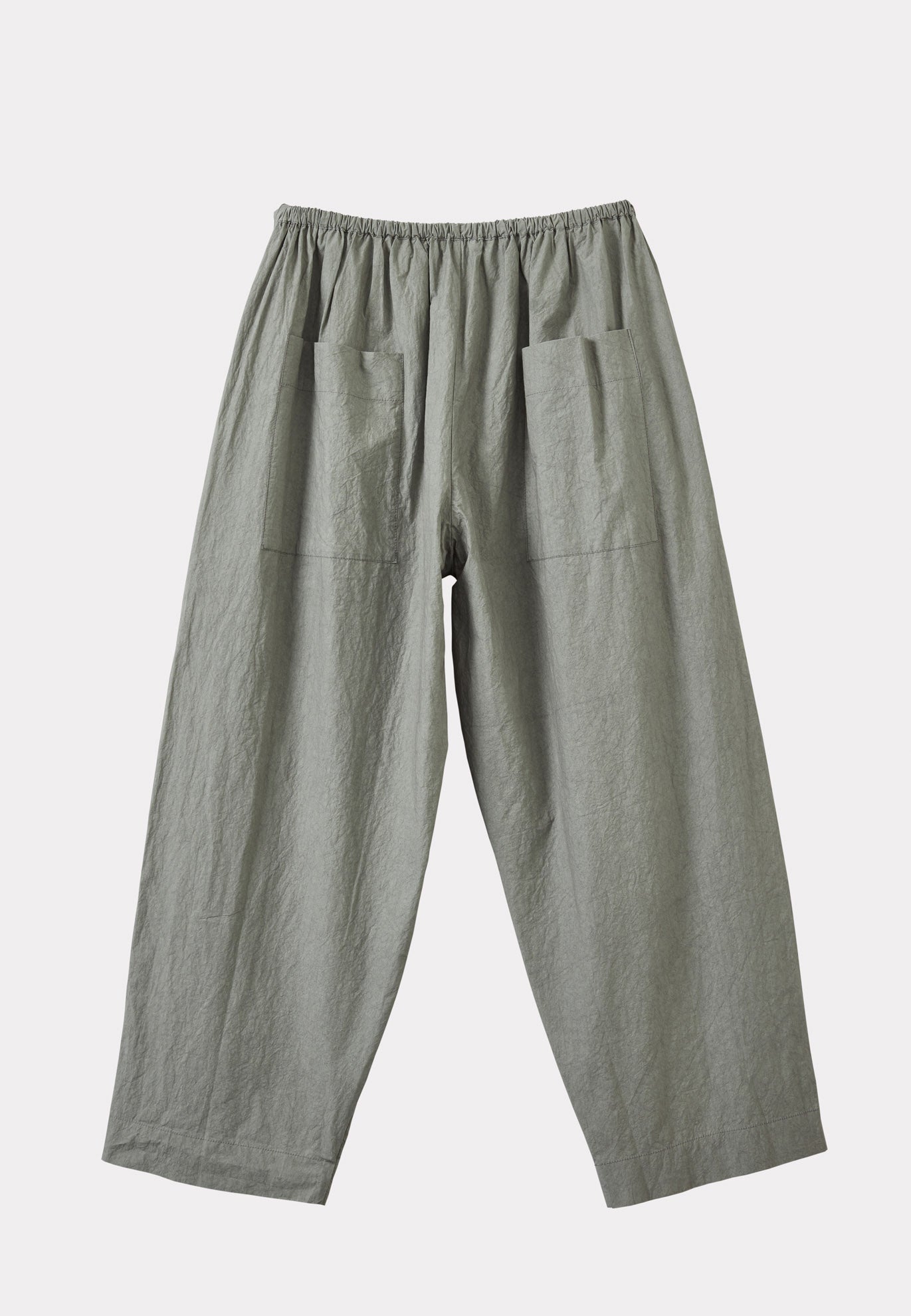 WOMEN'S TIE-DETAIL TROUSERS - GREY / GREEN