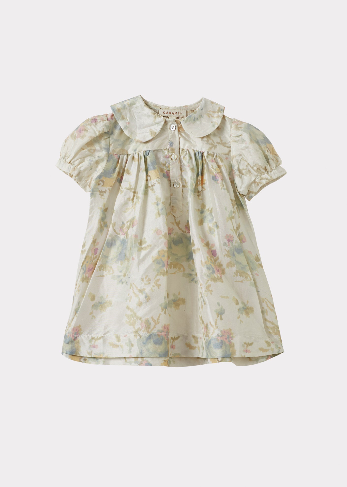 NINA BABY GIRL'S SILK DRESS - BLUE ROSE PRINT