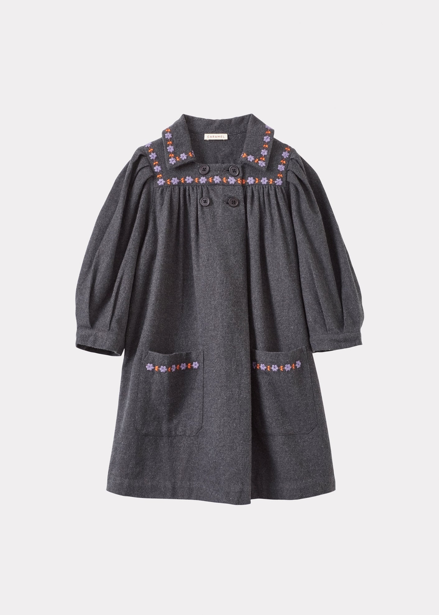 CLARA GIRL'S COTTON DRESS - DARK GREY