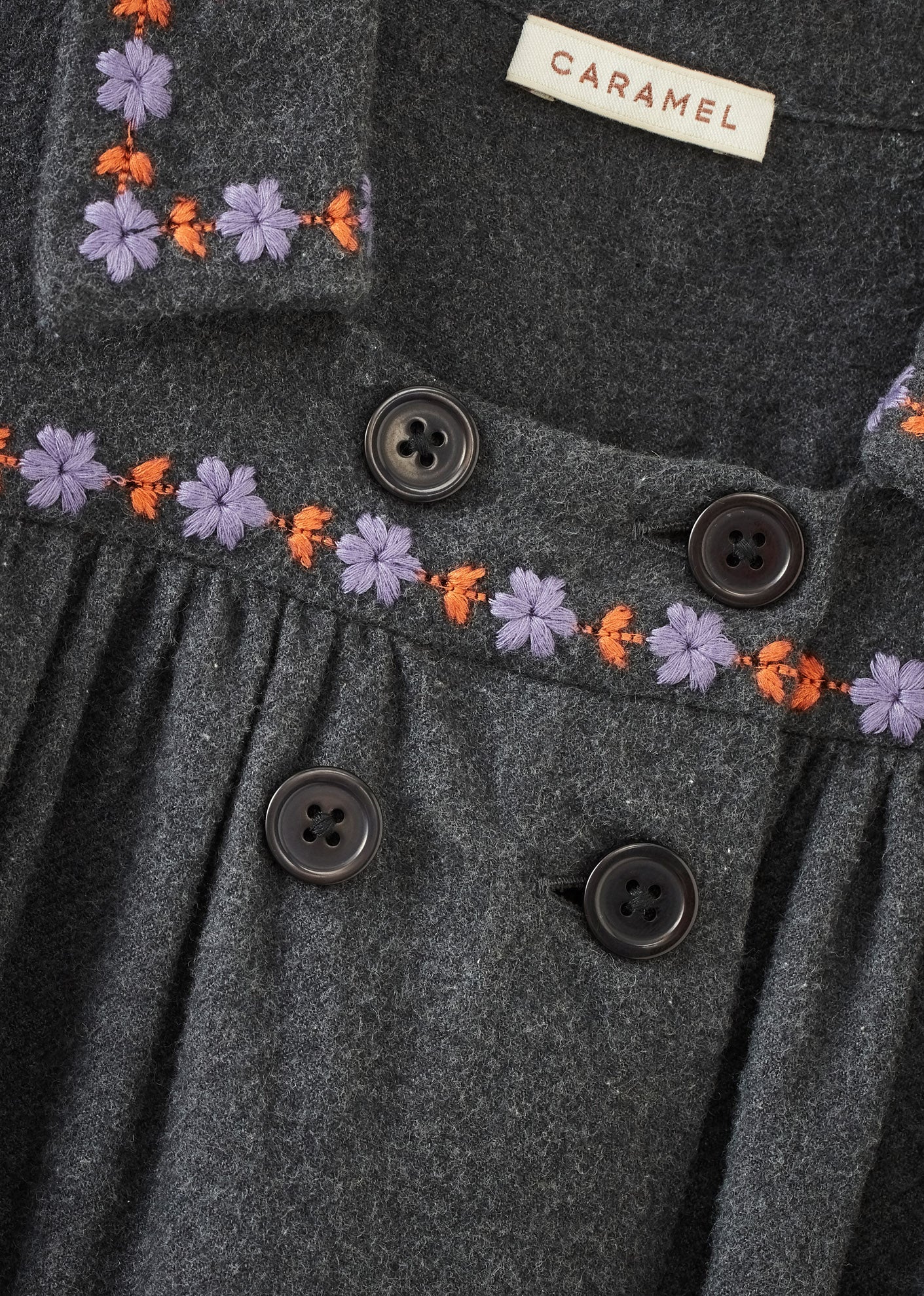 CLARA GIRL'S COTTON DRESS - DARK GREY