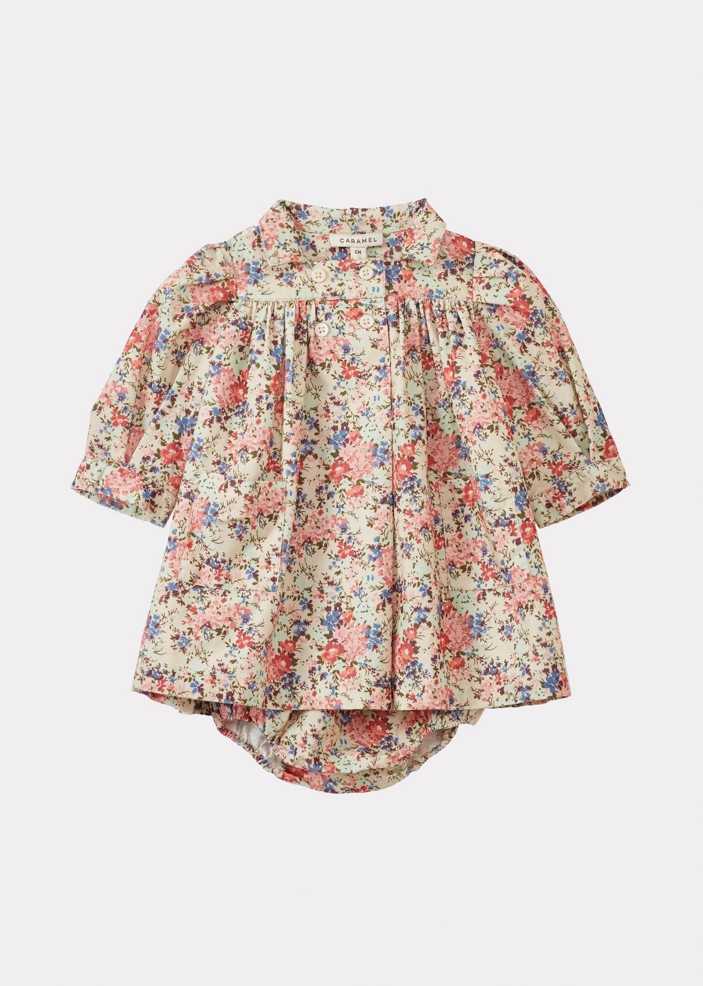 CLARA BABY GIRL'S COTTON CORDUROY DRESS AND BLOOMERS SET - LIBERTY MAKINDRA PRINT