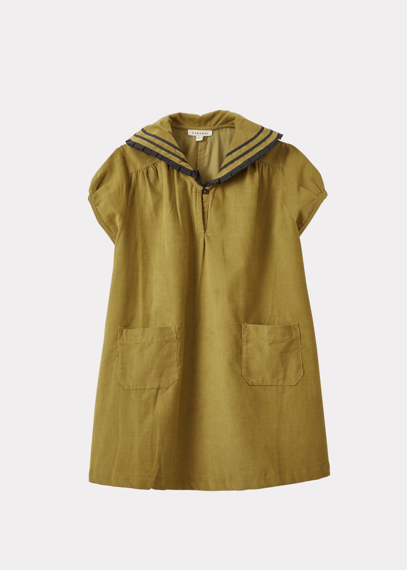 LAILA GIRL'S COTTON CORDUROY DRESS - LIME