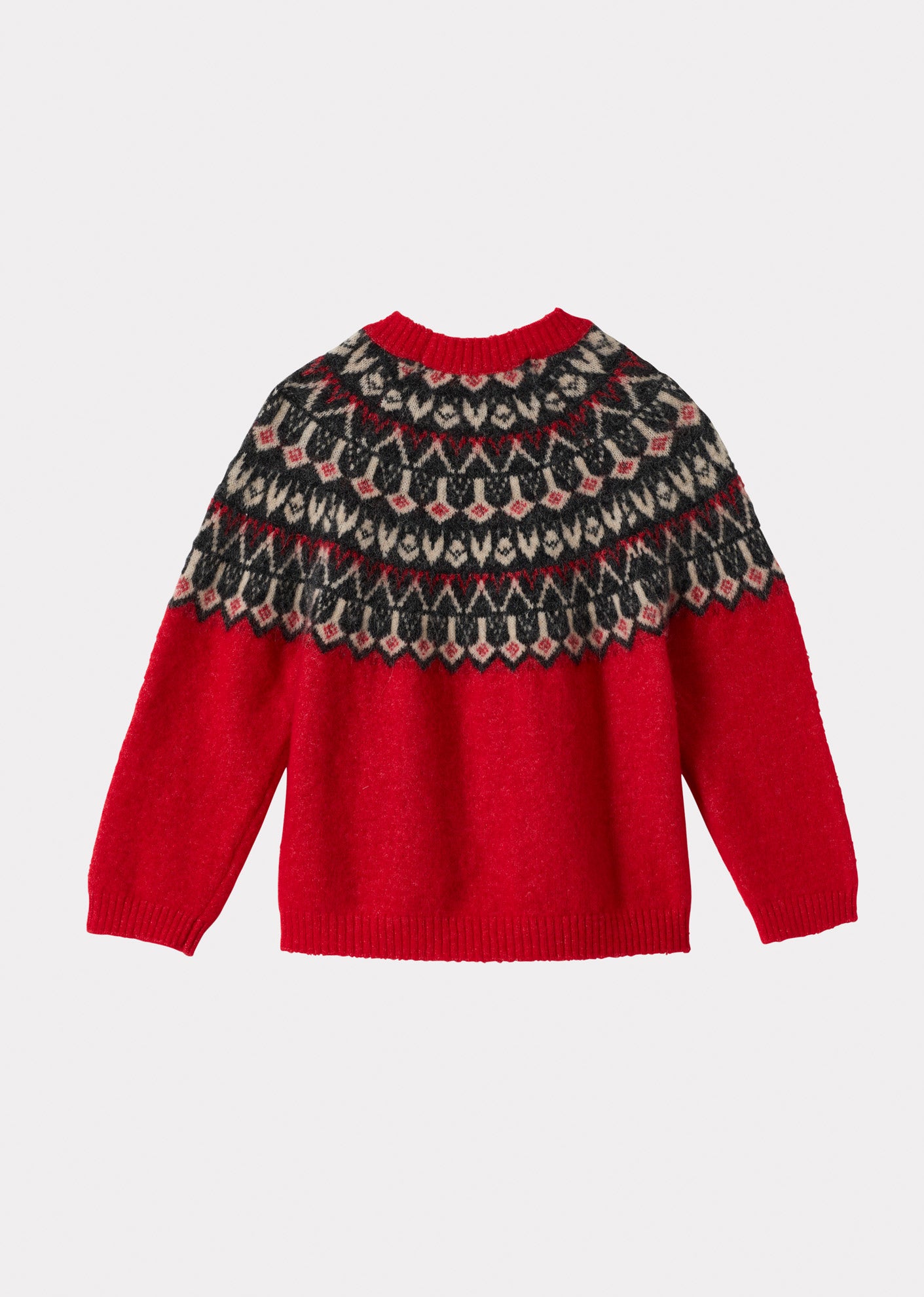 ROBYN FAIR ISLE WOOL CHILDREN'S JUMPER - ASPEN RED / CHARCOAL