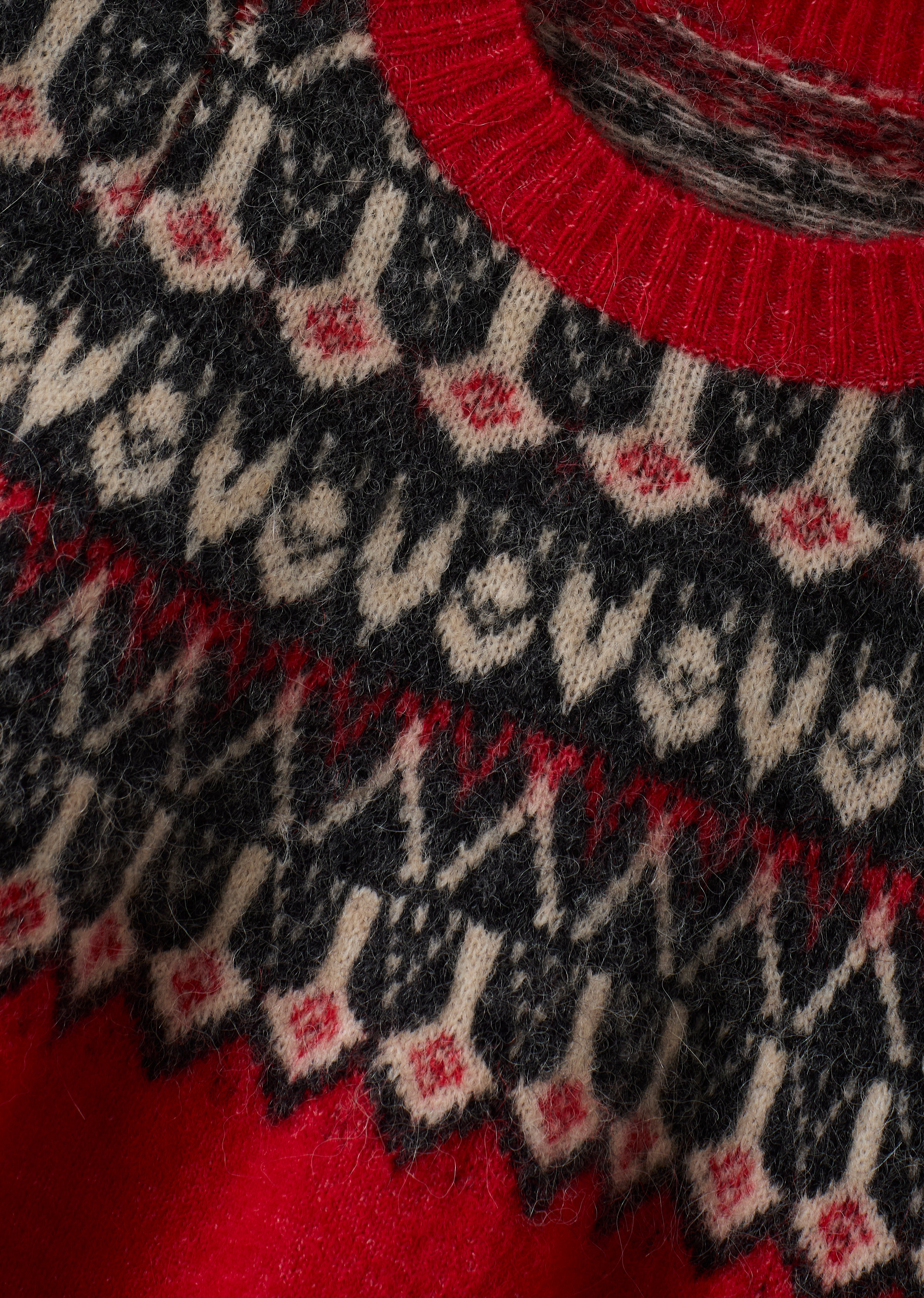 ROBYN FAIR ISLE WOOL CHILDREN'S JUMPER - ASPEN RED / CHARCOAL