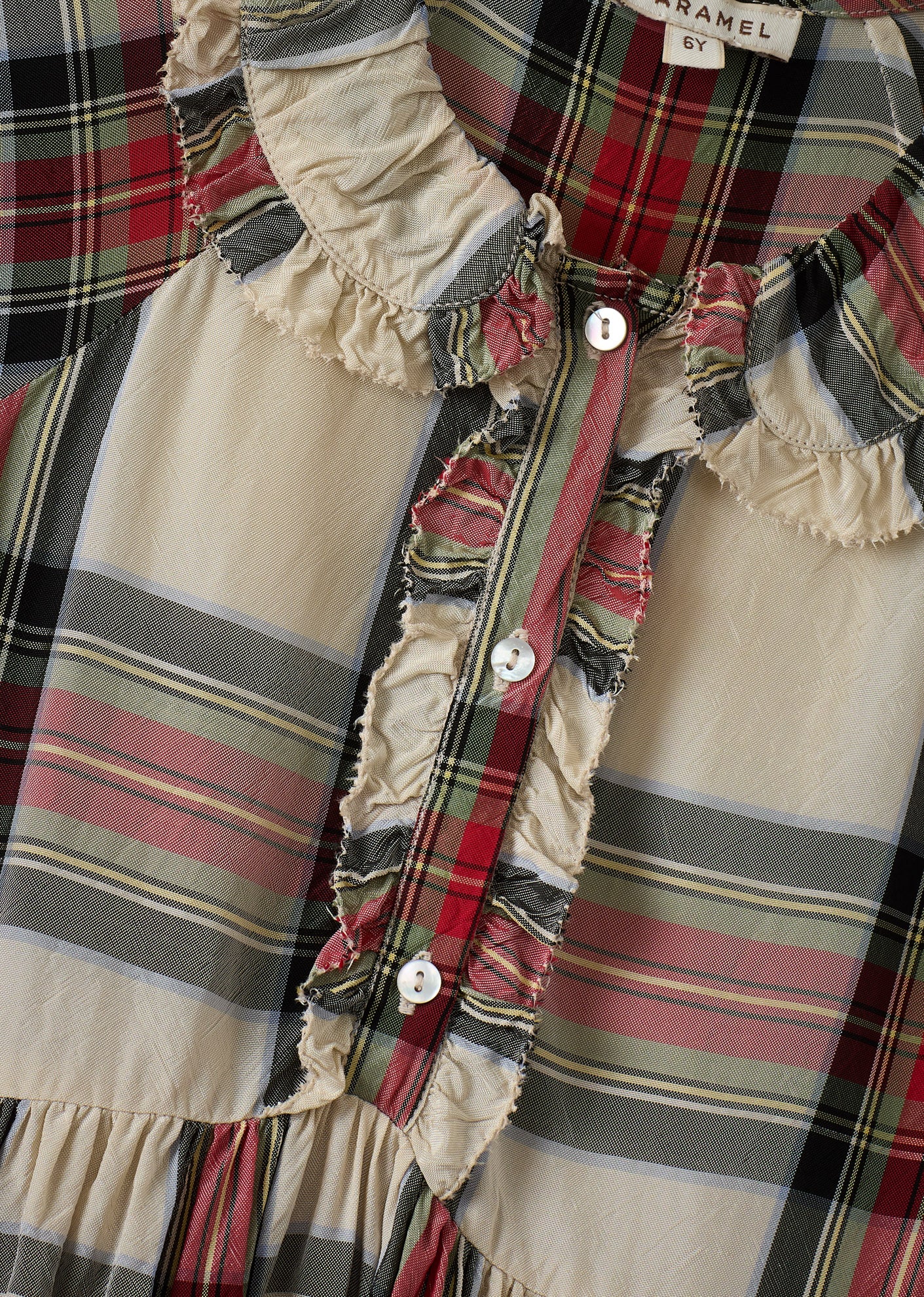 ANGELICA GIRL'S DRESS - RED / ECRU CHECK