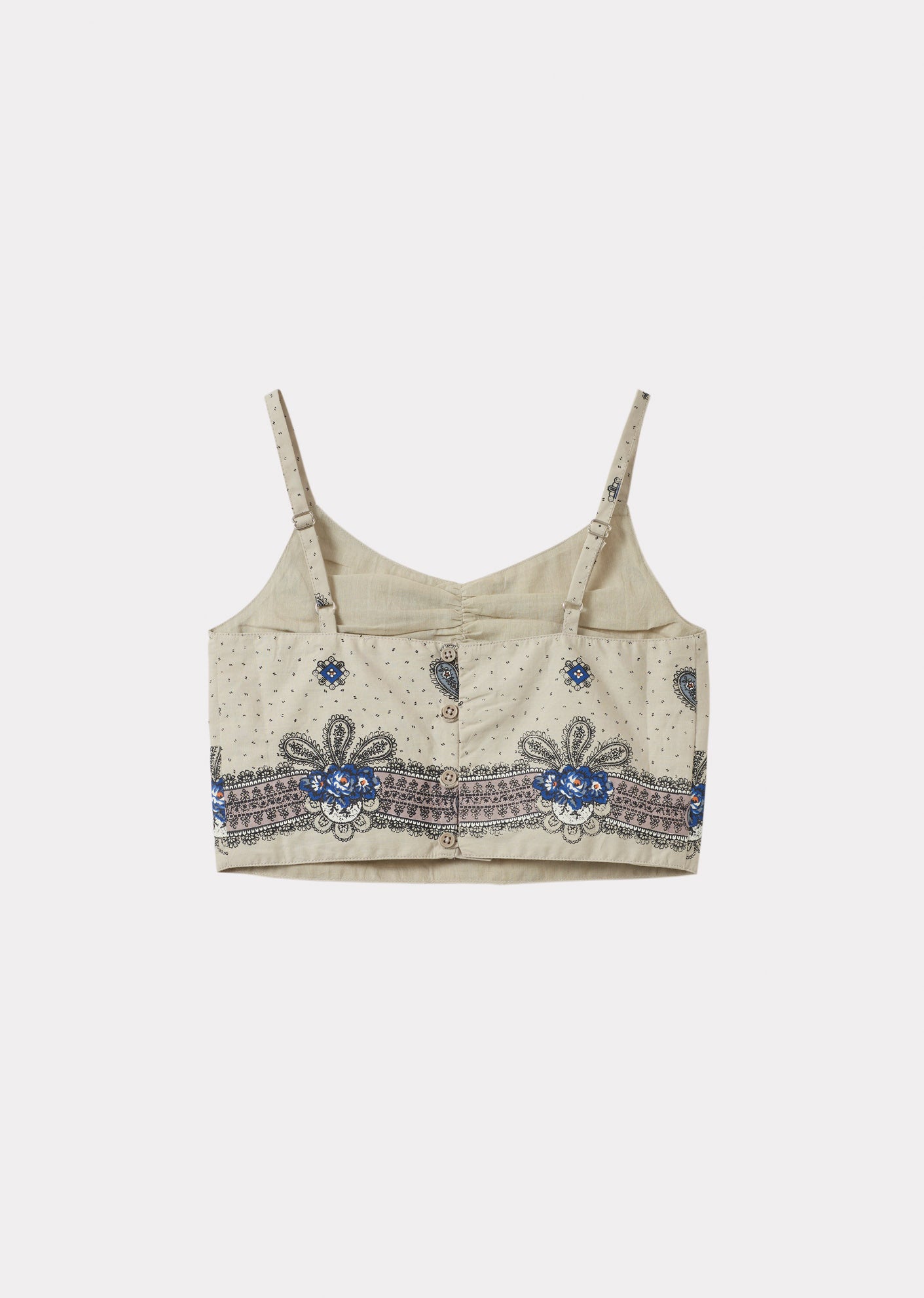 RIA GIRL'S COTTON CROP TOP - MAUVE PAISLEY