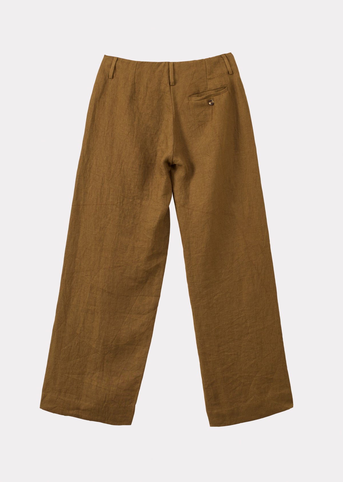 WOMEN'S WIDE LEG LINEN TROUSERS - TOFFEE