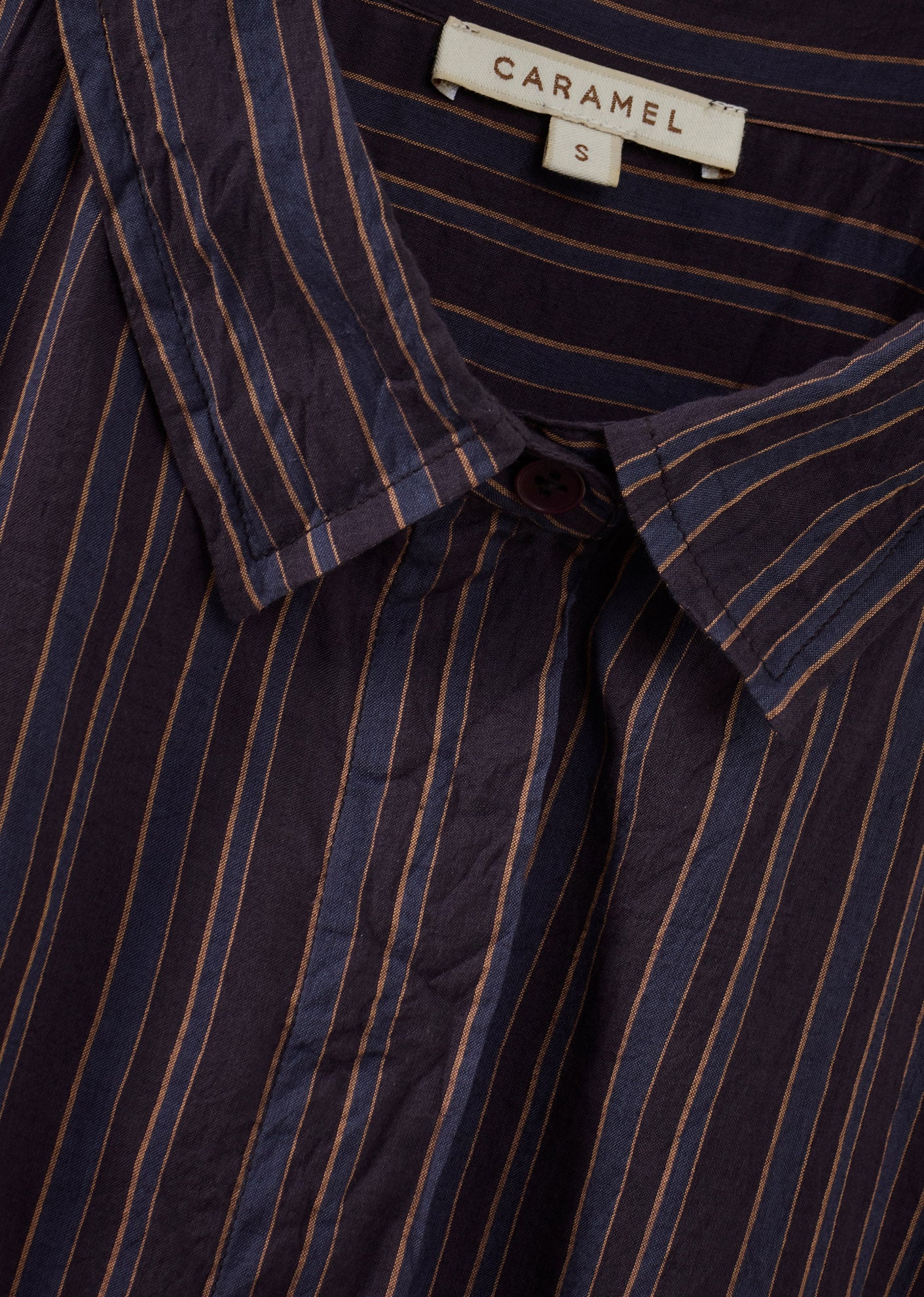 WOMEN'S A-LINE COTTON SHIRT - AUBERGINE STRIPE