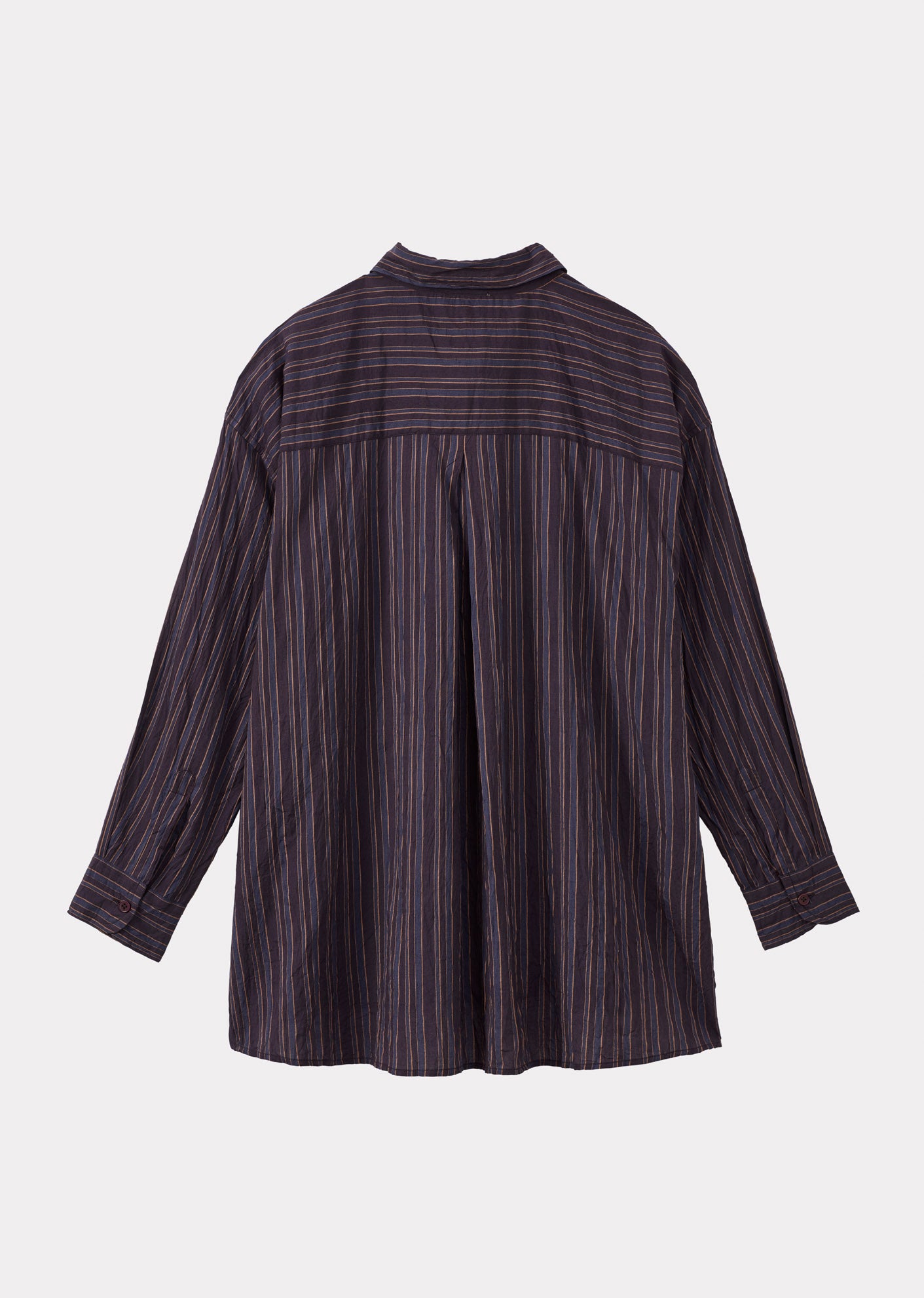 WOMEN'S A-LINE COTTON SHIRT - AUBERGINE STRIPE