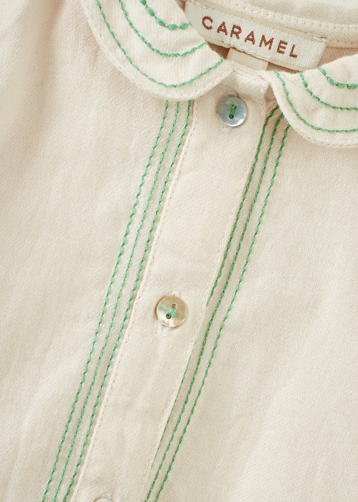 DRAGONFLY BABY EMBROIDERED COTTON SHIRT - ECRU