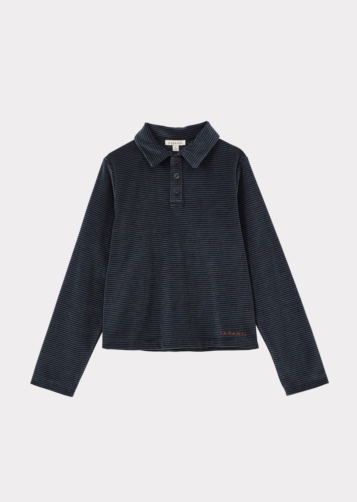 TOBIAS CHILDREN'S VELOUR LONG SLEEVE TOP - BLUE & BLACK STRIPE
