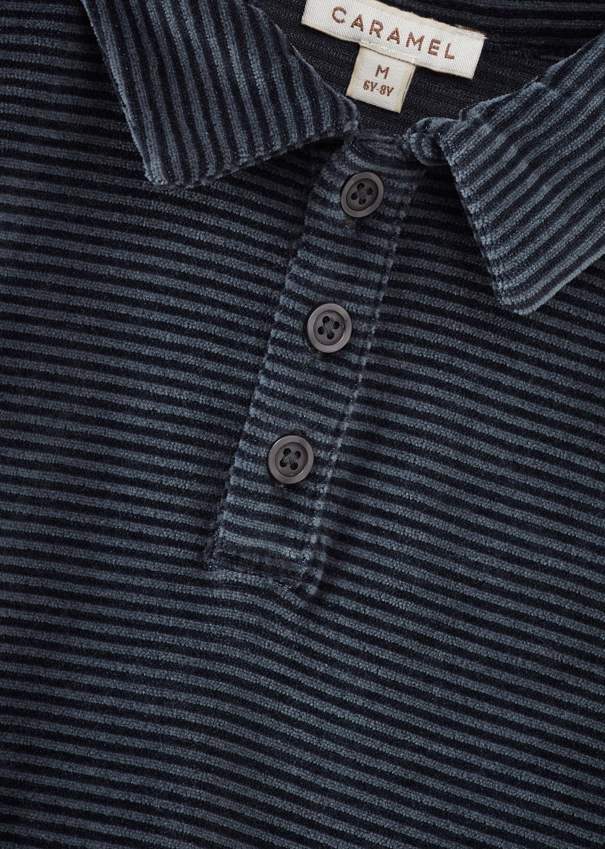 TOBIAS CHILDREN'S VELOUR LONG SLEEVE TOP - BLUE & BLACK STRIPE