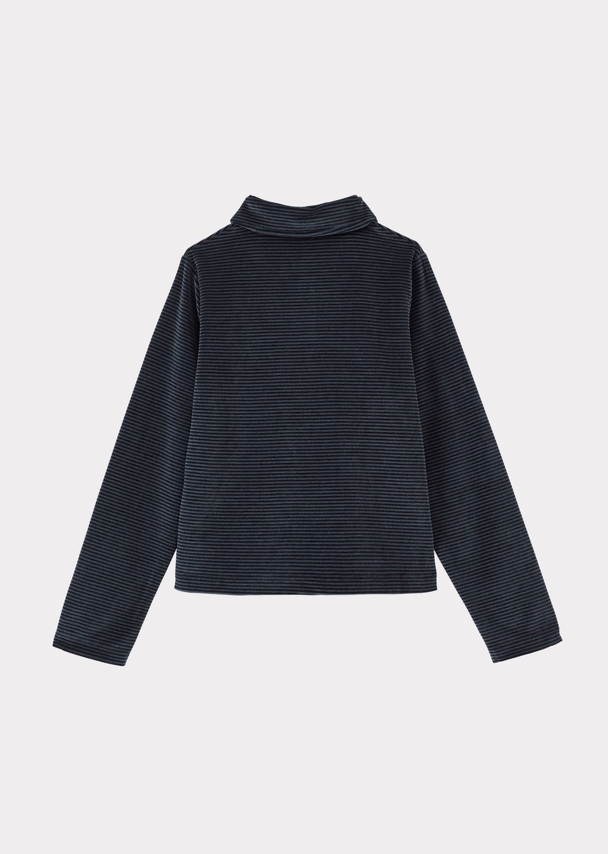 TOBIAS CHILDREN'S VELOUR LONG SLEEVE TOP - BLUE & BLACK STRIPE