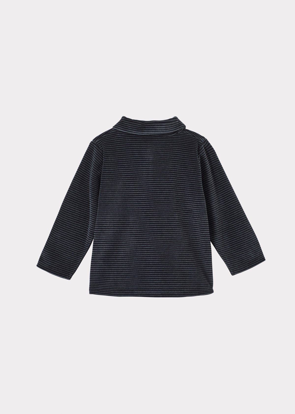 TOBIAS BABY VELOUR LONG SLEEVE TOP - BLUE & BLACK STRIPE