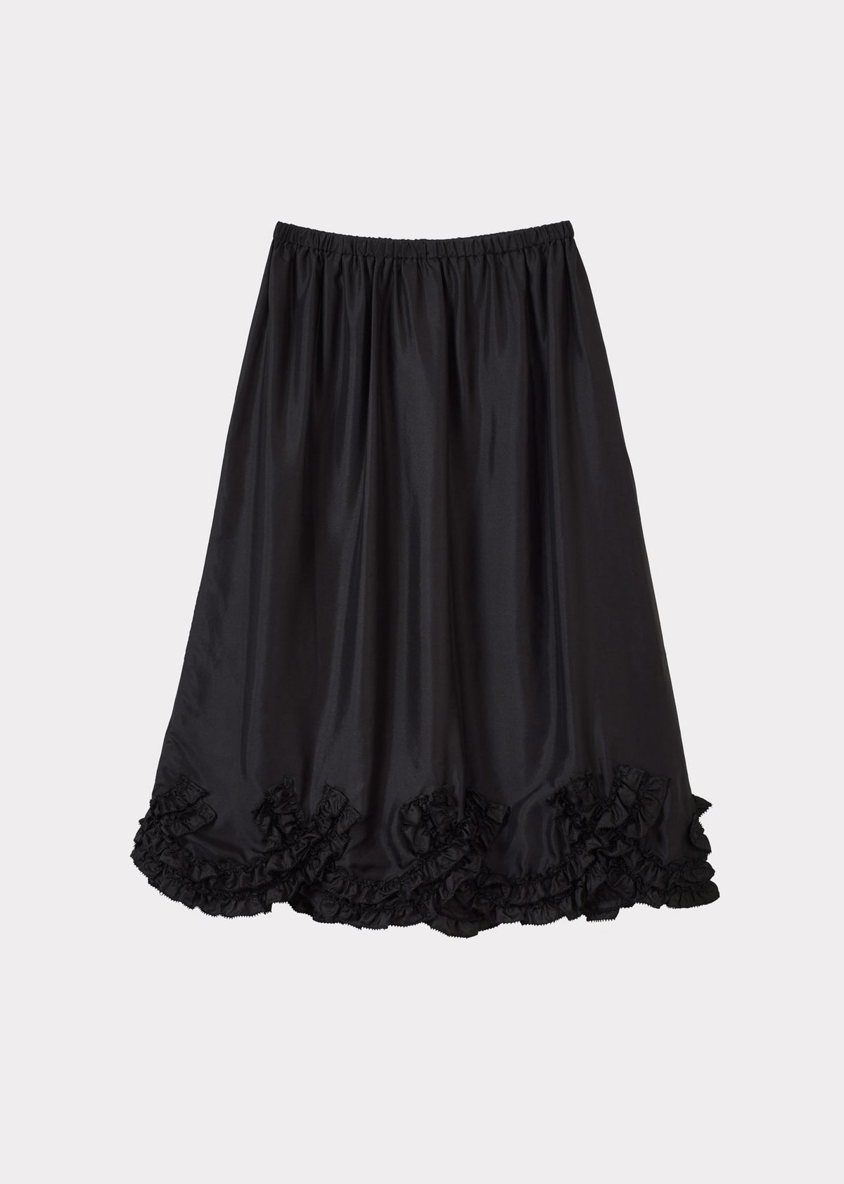 WOMEN'S SCALLOPED MIDI SKIRT - BLACK