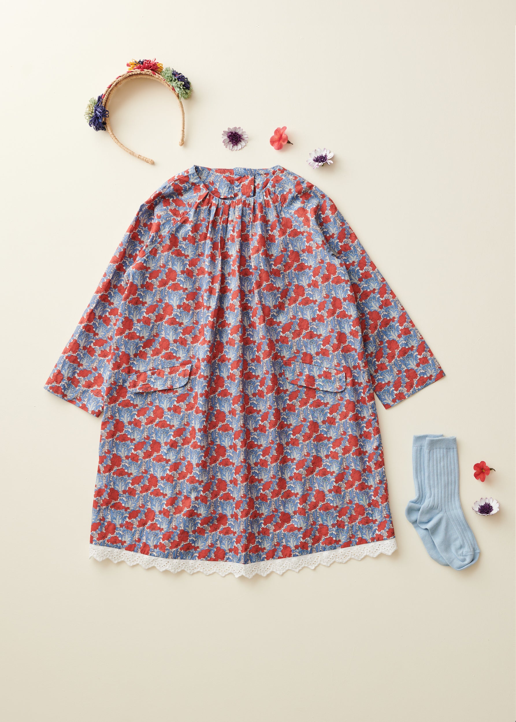 MALIKA DRESS - BLUE/RED