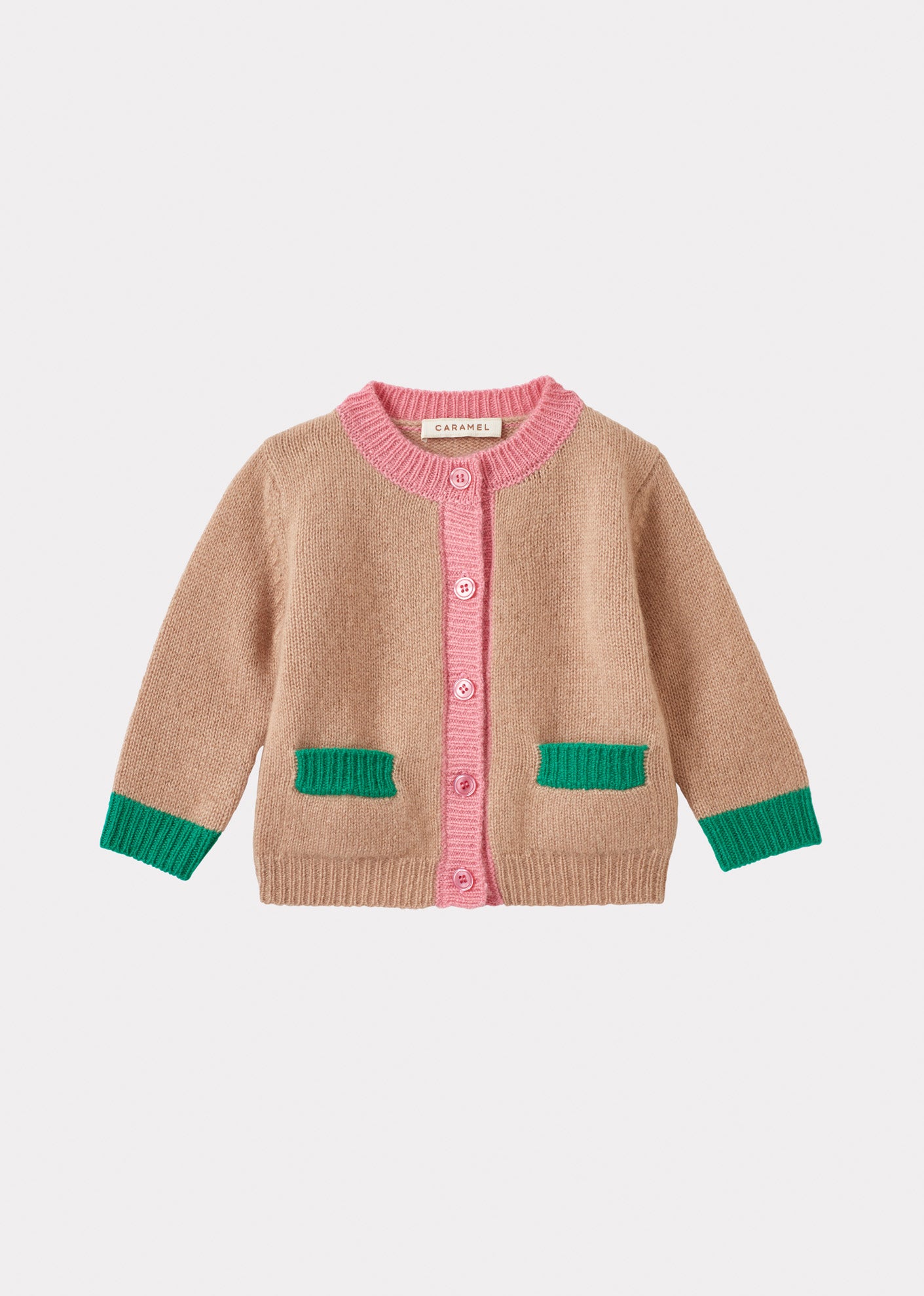 ANISE BABY CARDIGAN - CAMEL/PINK