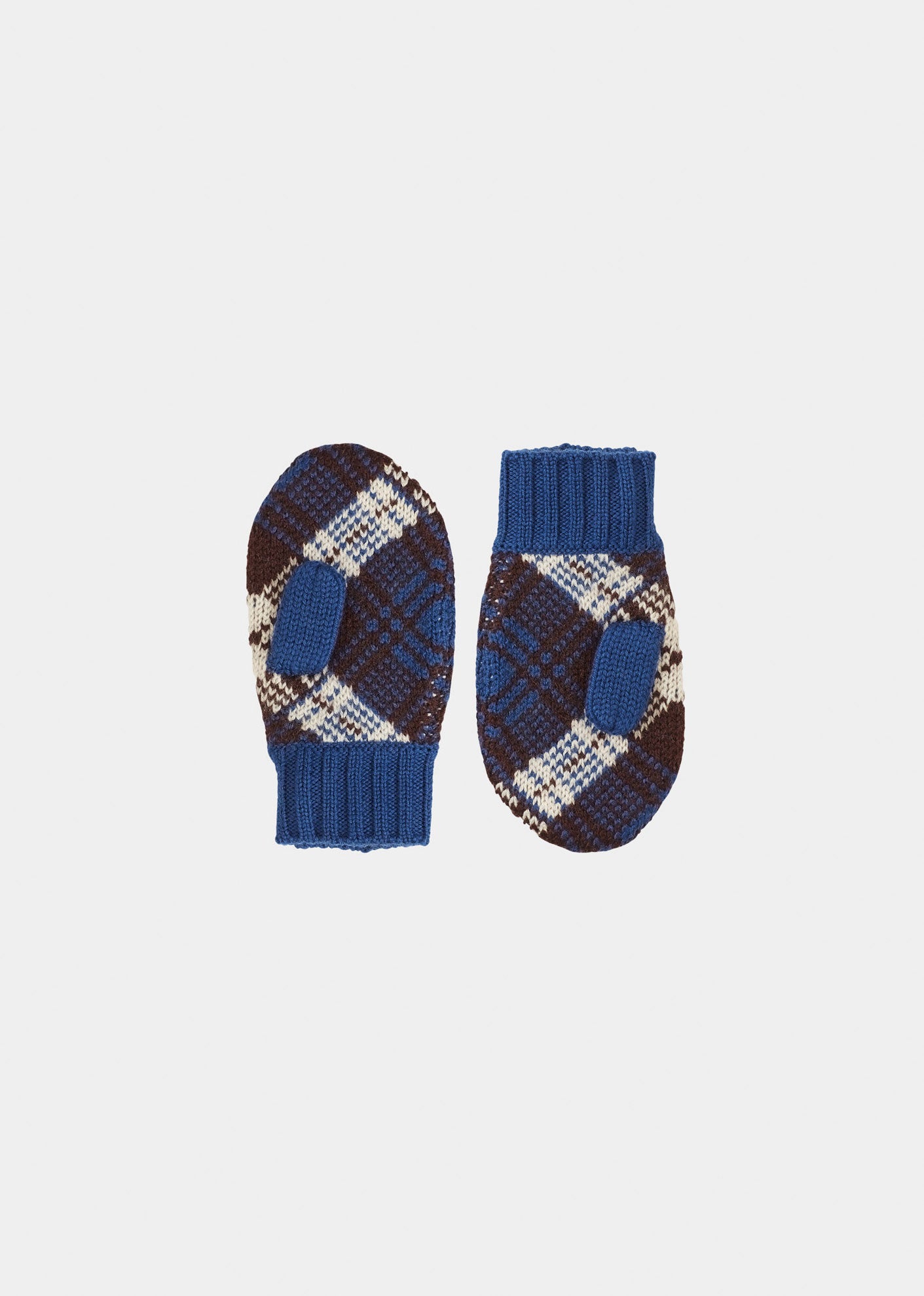 APO BABY MERINO WOOL MITTENS - CHOCOLATE / BLUE / ECRU